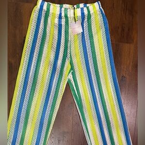 Colorful Striped Knitted Swimsuit Pants Cover Up